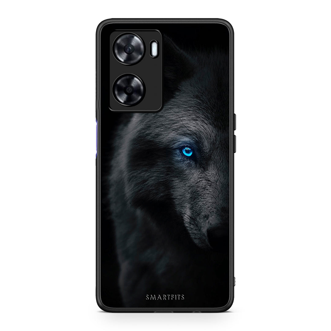 Oppo A57s / A77s / A58 / OnePlus Nord N20 SE Dark Wolf θήκη από τη Smartfits με σχέδιο στο πίσω μέρος και μαύρο περίβλημα | Smartphone case with colorful back and black bezels by Smartfits