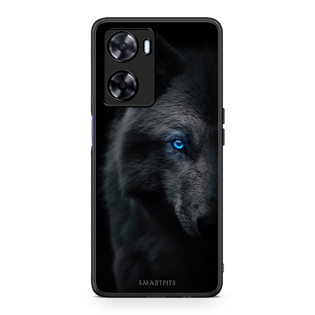 Oppo A57s / A77s / A58 / OnePlus Nord N20 SE Dark Wolf θήκη από τη Smartfits με σχέδιο στο πίσω μέρος και μαύρο περίβλημα | Smartphone case with colorful back and black bezels by Smartfits