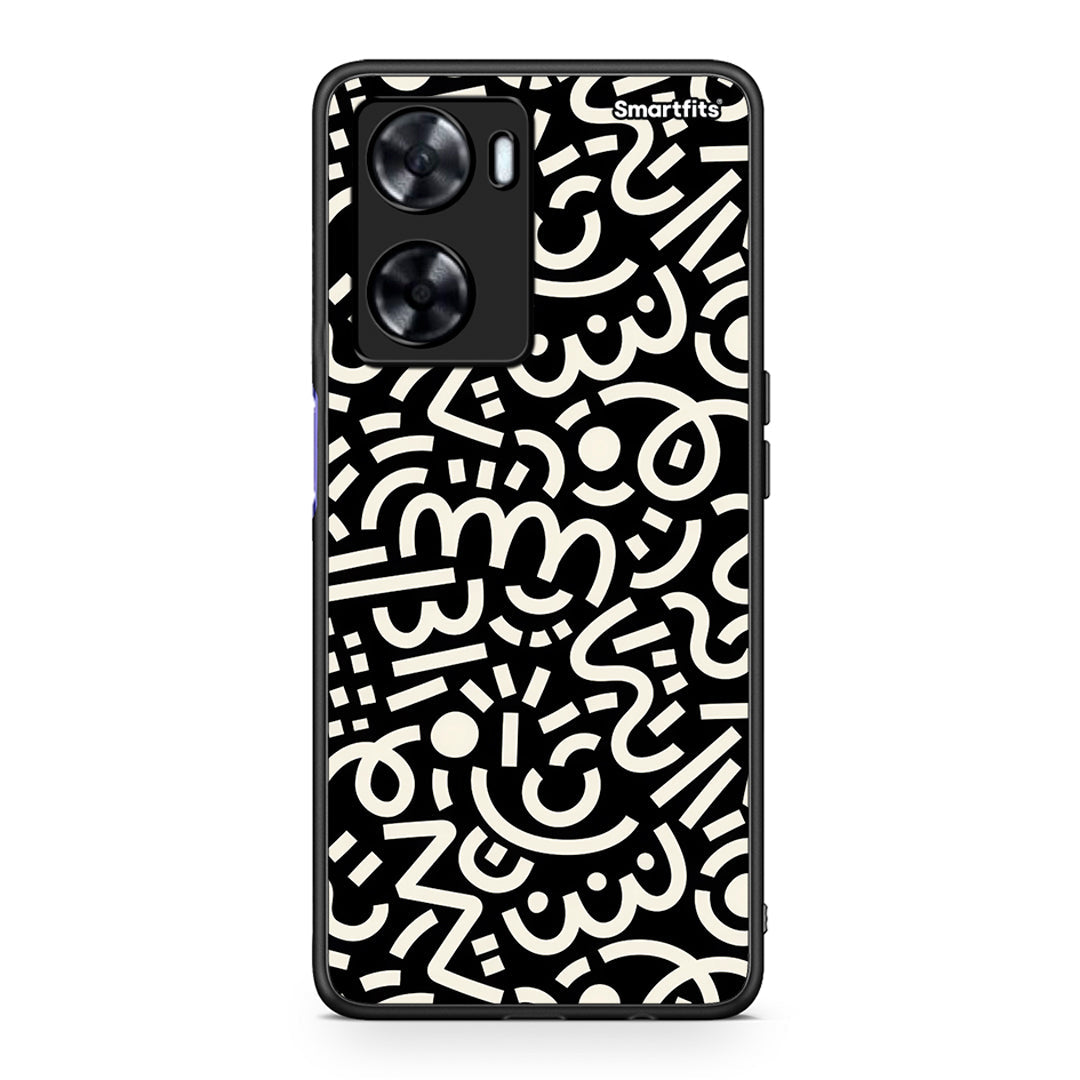 Oppo A57s / A77s / A58 / OnePlus Nord N20 SE Doodle Art θήκη από τη Smartfits με σχέδιο στο πίσω μέρος και μαύρο περίβλημα | Smartphone case with colorful back and black bezels by Smartfits