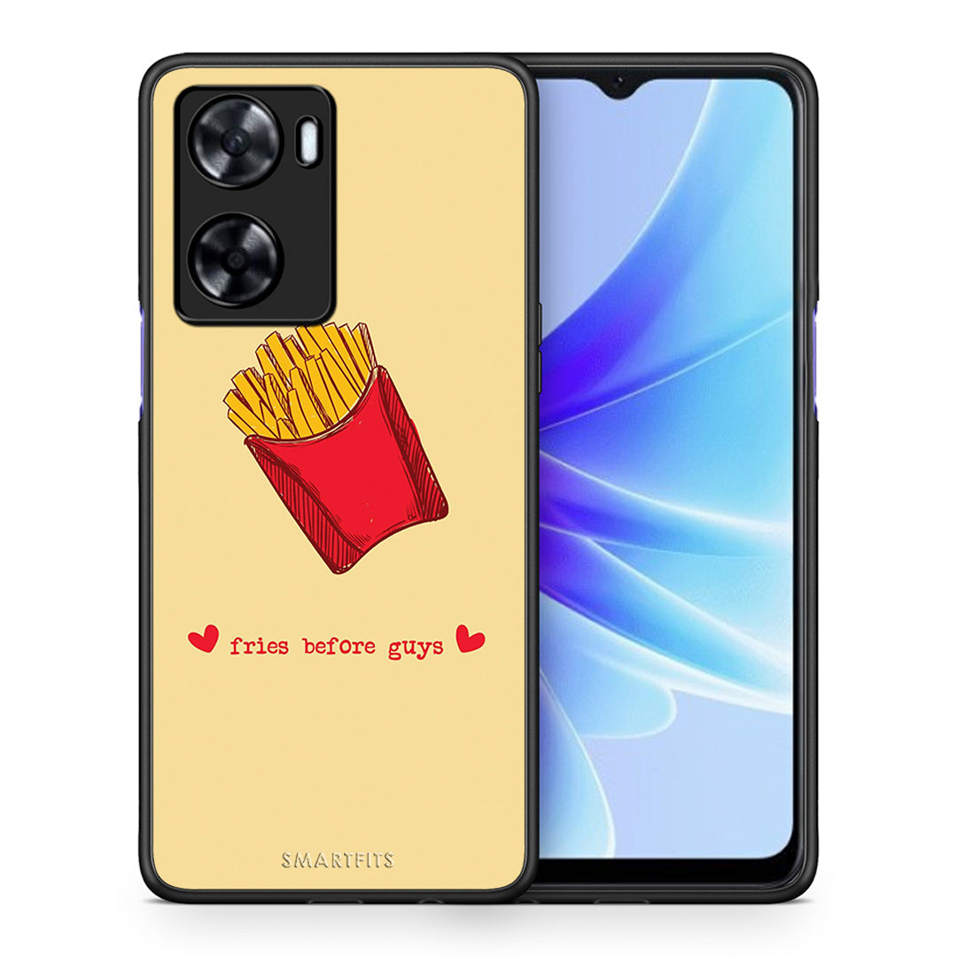 Θήκη Αγίου Βαλεντίνου Oppo A57s / A77s / A58 / OnePlus Nord N20 SE Fries Before Guys από τη Smartfits με σχέδιο στο πίσω μέρος και μαύρο περίβλημα | Oppo A57s / A77s / A58 / OnePlus Nord N20 SE Fries Before Guys case with colorful back and black bezels