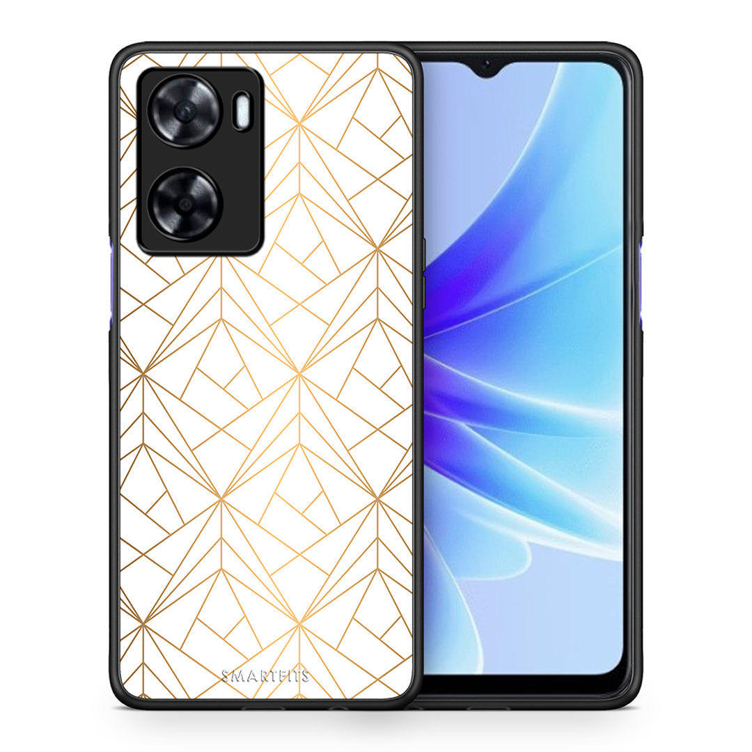 Θήκη Oppo A57s / A77s / A58 / OnePlus Nord N20 SE Luxury White Geometric από τη Smartfits με σχέδιο στο πίσω μέρος και μαύρο περίβλημα | Oppo A57s / A77s / A58 / OnePlus Nord N20 SE Luxury White Geometric case with colorful back and black bezels