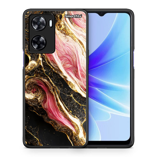 Θήκη Oppo A57s / A77s / A77 Glamorous Pink Marble από τη Smartfits με σχέδιο στο πίσω μέρος και μαύρο περίβλημα | Oppo A57s / A77s / A77 Glamorous Pink Marble case with colorful back and black bezels