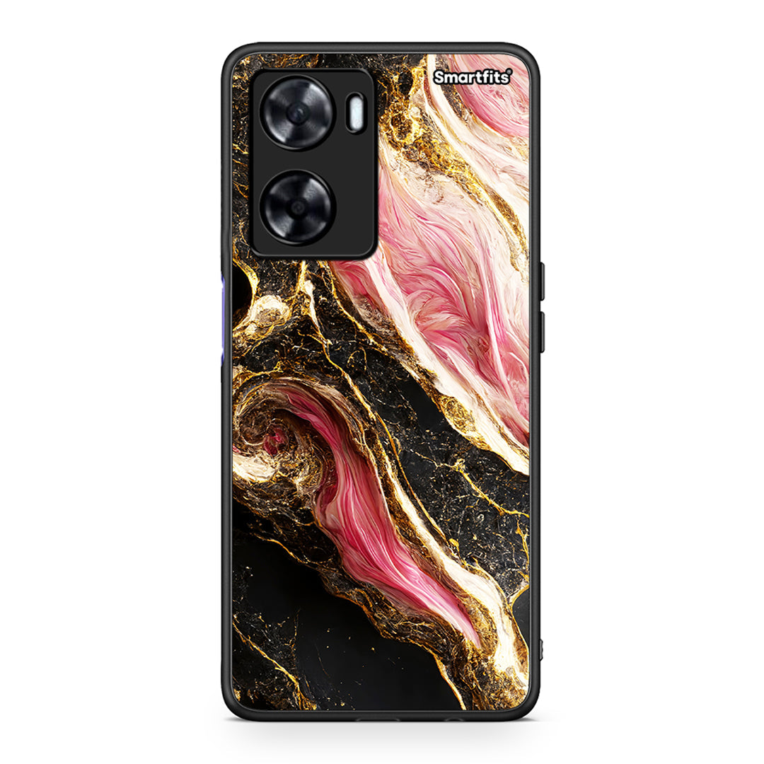 Oppo A57s / A77s / A77 Glamorous Pink Marble θήκη από τη Smartfits με σχέδιο στο πίσω μέρος και μαύρο περίβλημα | Smartphone case with colorful back and black bezels by Smartfits