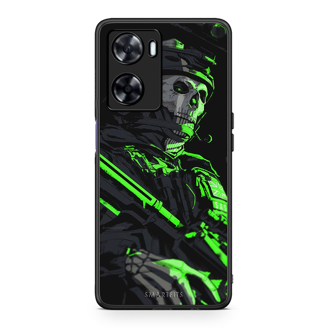 Oppo A57s / A77s / A58 / OnePlus Nord N20 SE Green Soldier Θήκη Αγίου Βαλεντίνου από τη Smartfits με σχέδιο στο πίσω μέρος και μαύρο περίβλημα | Smartphone case with colorful back and black bezels by Smartfits