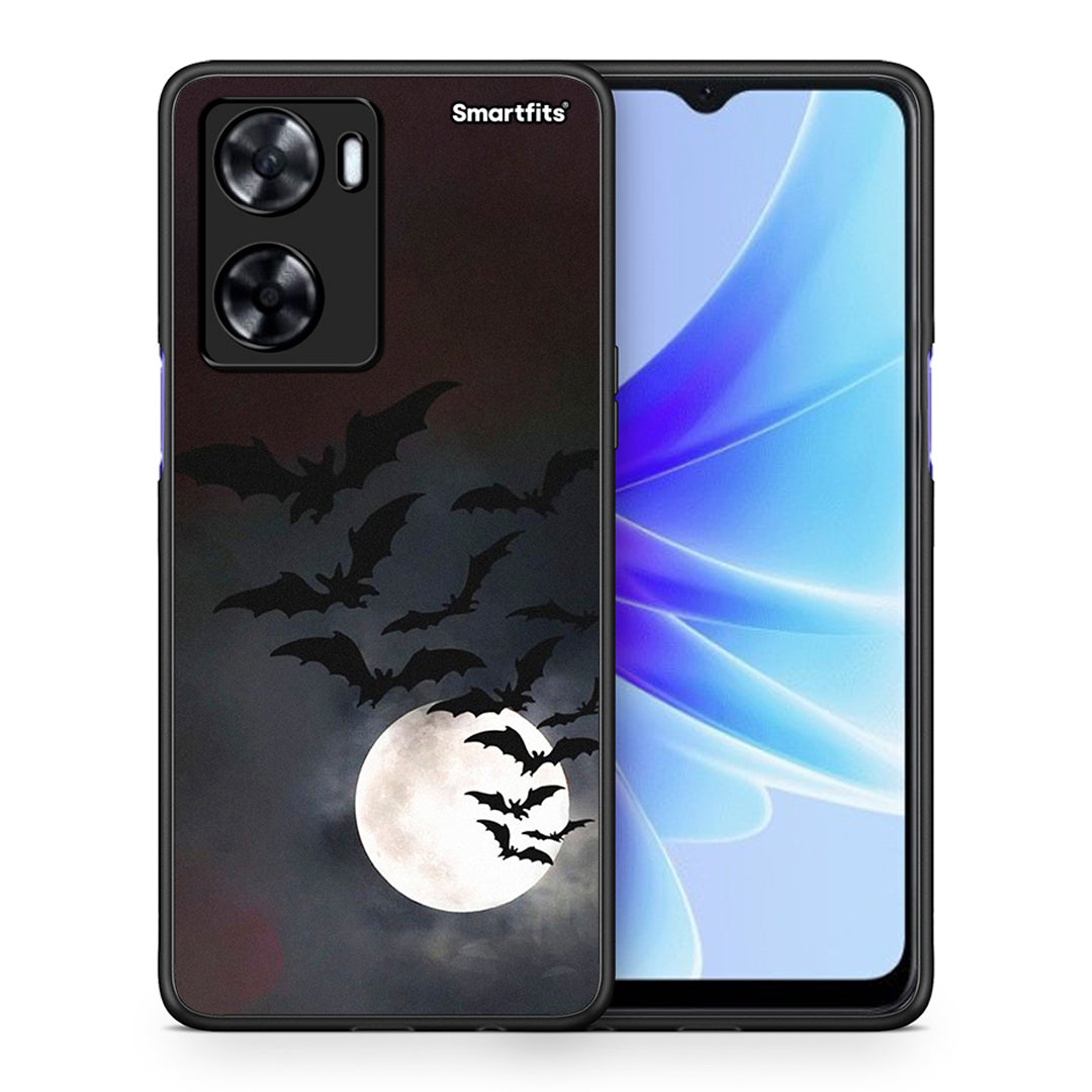 Θήκη Oppo A57s / A77s / A77 Halloween Bat Night από τη Smartfits με σχέδιο στο πίσω μέρος και μαύρο περίβλημα | Oppo A57s / A77s / A77 Halloween Bat Night case with colorful back and black bezels
