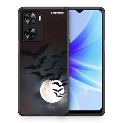 Θήκη Oppo A57s / A77s / A77 Halloween Bat Night από τη Smartfits με σχέδιο στο πίσω μέρος και μαύρο περίβλημα | Oppo A57s / A77s / A77 Halloween Bat Night case with colorful back and black bezels