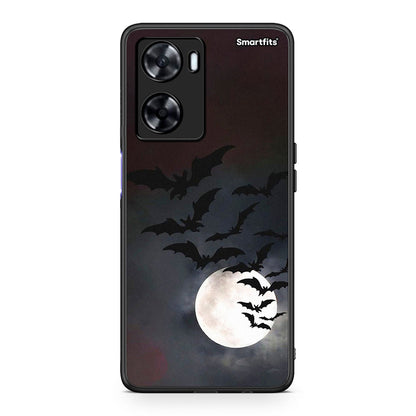 Oppo A57s / A77s / A58 / OnePlus Nord N20 SE Halloween Bat Night θήκη από τη Smartfits με σχέδιο στο πίσω μέρος και μαύρο περίβλημα | Smartphone case with colorful back and black bezels by Smartfits
