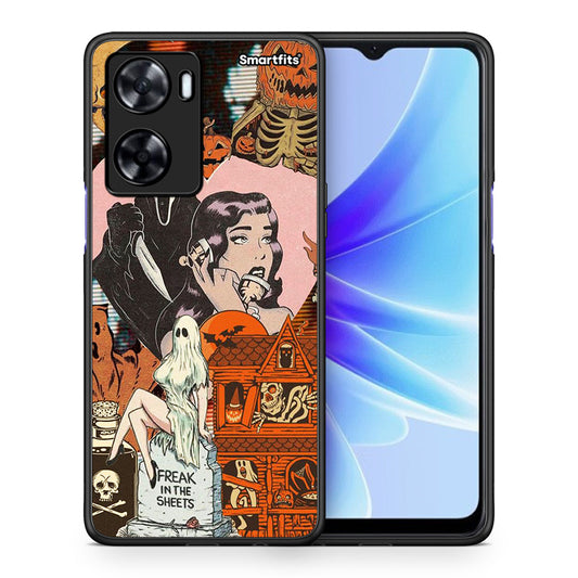Θήκη Oppo A57s / A77s / A58 / OnePlus Nord N20 SE Halloween Collage από τη Smartfits με σχέδιο στο πίσω μέρος και μαύρο περίβλημα | Oppo A57s / A77s / A58 / OnePlus Nord N20 SE Halloween Collage case with colorful back and black bezels