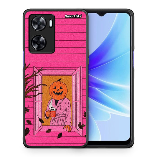 Θήκη Oppo A57s / A77s / A58 / OnePlus Nord N20 SE Halloween Pumpkin Lady από τη Smartfits με σχέδιο στο πίσω μέρος και μαύρο περίβλημα | Oppo A57s / A77s / A58 / OnePlus Nord N20 SE Halloween Pumpkin Lady case with colorful back and black bezels