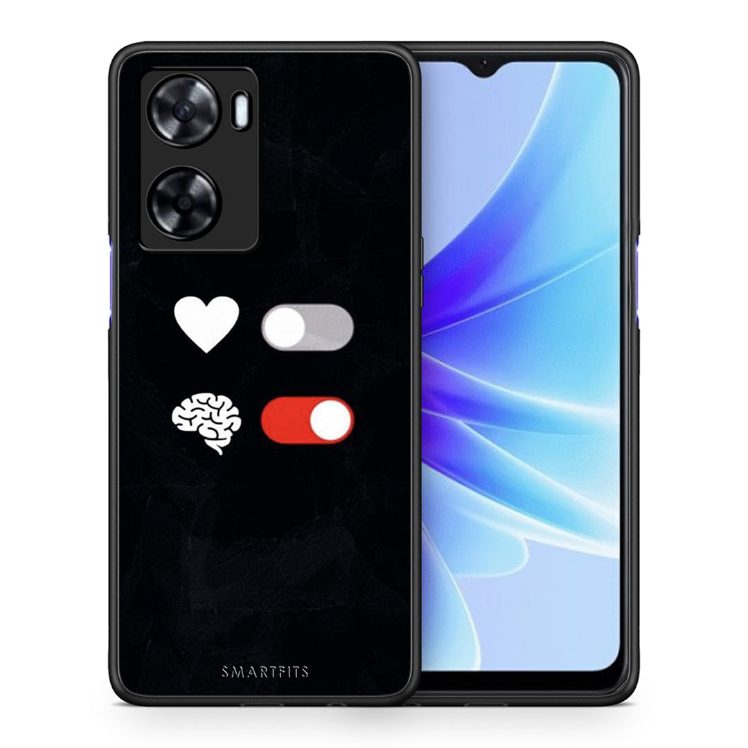 Θήκη Αγίου Βαλεντίνου Oppo A57s / A77s / A77 Heart Vs Brain από τη Smartfits με σχέδιο στο πίσω μέρος και μαύρο περίβλημα | Oppo A57s / A77s / A77 Heart Vs Brain case with colorful back and black bezels