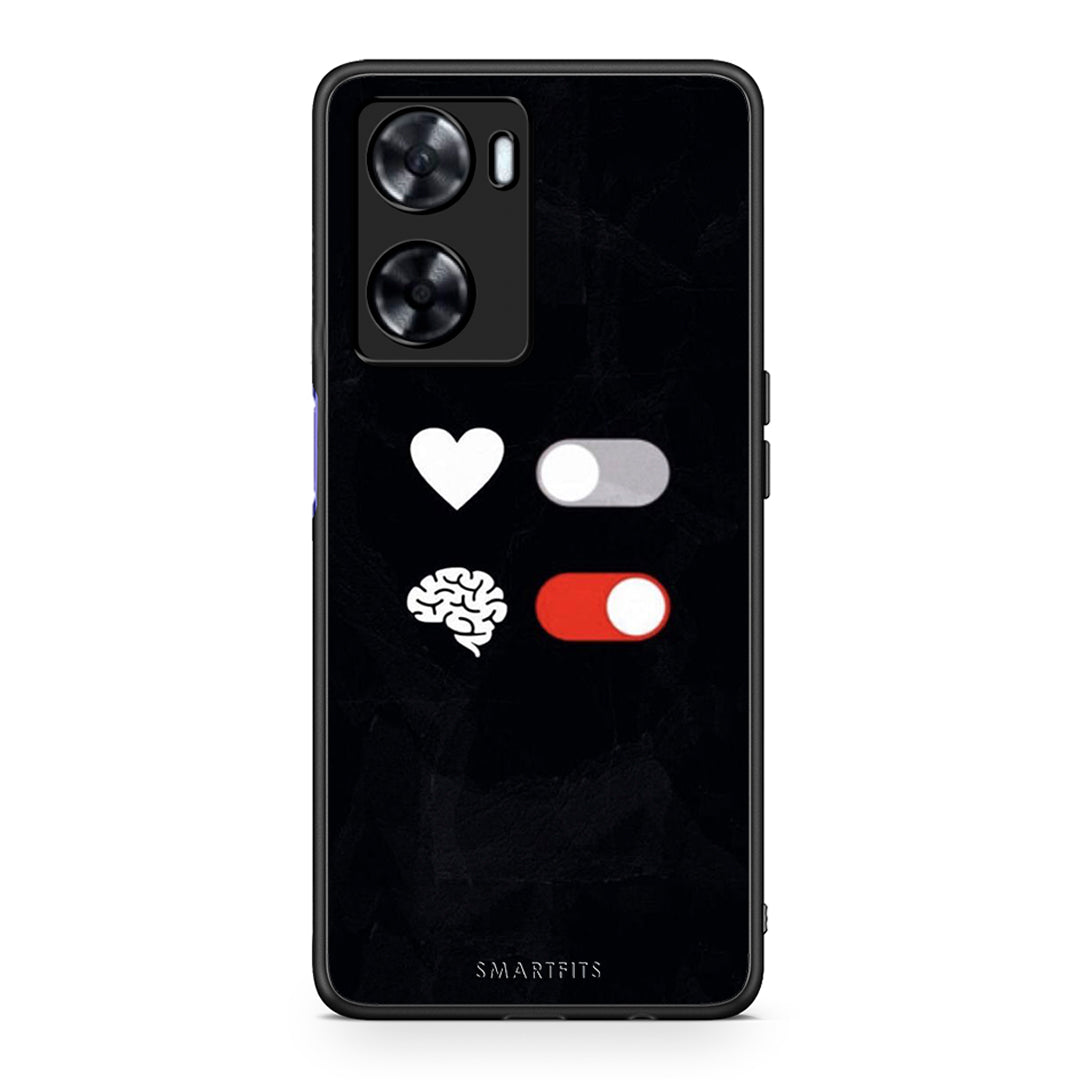 Oppo A57s / A77s / A58 / OnePlus Nord N20 SE Heart Vs Brain Θήκη Αγίου Βαλεντίνου από τη Smartfits με σχέδιο στο πίσω μέρος και μαύρο περίβλημα | Smartphone case with colorful back and black bezels by Smartfits