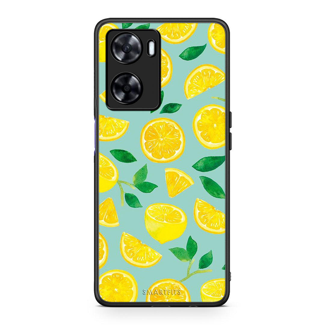 Oppo A57s / A77s / A58 / OnePlus Nord N20 SE Lemons θήκη από τη Smartfits με σχέδιο στο πίσω μέρος και μαύρο περίβλημα | Smartphone case with colorful back and black bezels by Smartfits