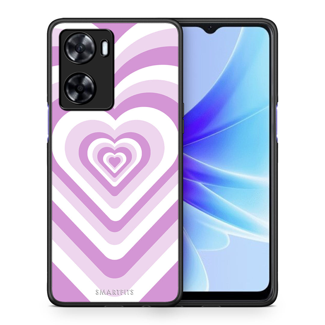 Θήκη Oppo A57s / A77s / A58 / OnePlus Nord N20 SE Lilac Hearts από τη Smartfits με σχέδιο στο πίσω μέρος και μαύρο περίβλημα | Oppo A57s / A77s / A58 / OnePlus Nord N20 SE Lilac Hearts case with colorful back and black bezels