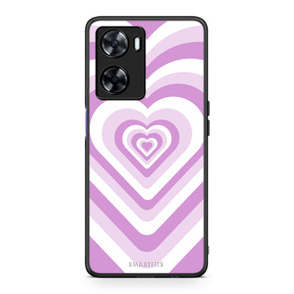 Oppo A57s / A77s / A77 Lilac Hearts θήκη από τη Smartfits με σχέδιο στο πίσω μέρος και μαύρο περίβλημα | Smartphone case with colorful back and black bezels by Smartfits