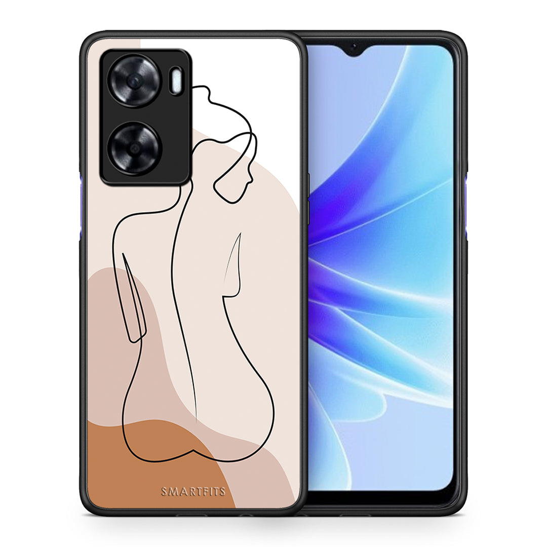 Θήκη Oppo A57s / A77s / A77 LineArt Woman από τη Smartfits με σχέδιο στο πίσω μέρος και μαύρο περίβλημα | Oppo A57s / A77s / A77 LineArt Woman case with colorful back and black bezels