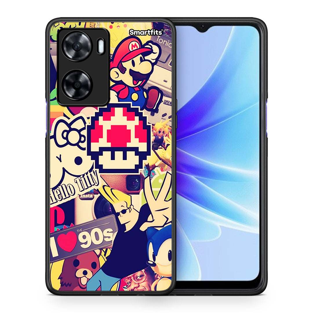 Θήκη Oppo A57s / A77s / A58 / OnePlus Nord N20 SE Love The 90s από τη Smartfits με σχέδιο στο πίσω μέρος και μαύρο περίβλημα | Oppo A57s / A77s / A58 / OnePlus Nord N20 SE Love The 90s case with colorful back and black bezels