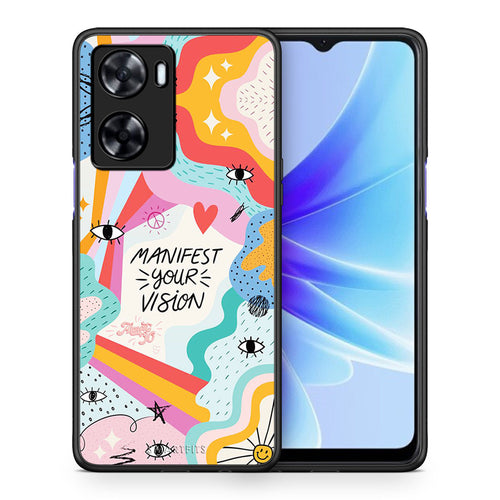 Θήκη Oppo A57s / A77s / A58 / OnePlus Nord N20 SE Manifest Your Vision από τη Smartfits με σχέδιο στο πίσω μέρος και μαύρο περίβλημα | Oppo A57s / A77s / A58 / OnePlus Nord N20 SE Manifest Your Vision case with colorful back and black bezels