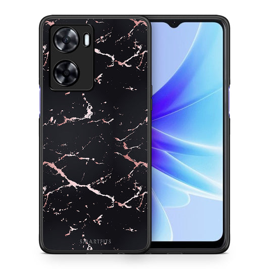 Θήκη Oppo A57s / A77s / A77 Black Rosegold Marble από τη Smartfits με σχέδιο στο πίσω μέρος και μαύρο περίβλημα | Oppo A57s / A77s / A77 Black Rosegold Marble case with colorful back and black bezels
