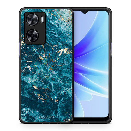 Θήκη Oppo A57s / A77s / A77 Marble Blue από τη Smartfits με σχέδιο στο πίσω μέρος και μαύρο περίβλημα | Oppo A57s / A77s / A77 Marble Blue case with colorful back and black bezels