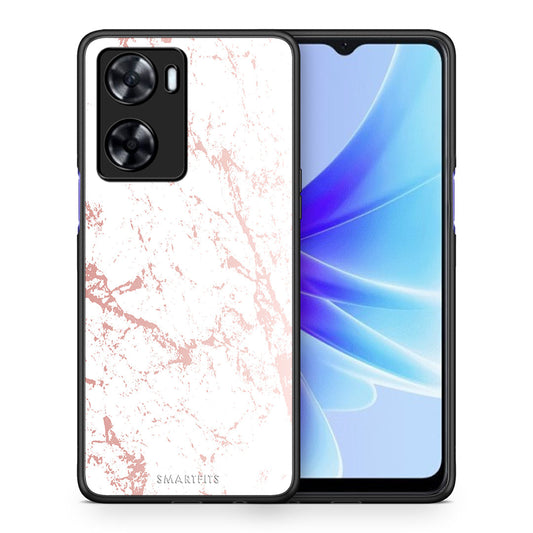 Θήκη Oppo A57s / A77s / A58 / OnePlus Nord N20 SE Pink Splash Marble από τη Smartfits με σχέδιο στο πίσω μέρος και μαύρο περίβλημα | Oppo A57s / A77s / A58 / OnePlus Nord N20 SE Pink Splash Marble case with colorful back and black bezels