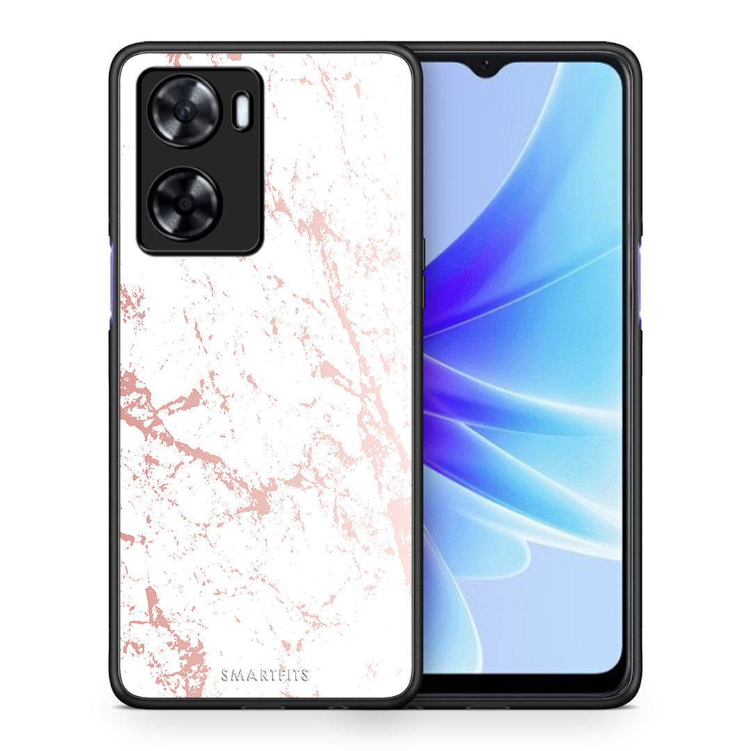 Θήκη Oppo A57s / A77s / A58 / OnePlus Nord N20 SE Pink Splash Marble από τη Smartfits με σχέδιο στο πίσω μέρος και μαύρο περίβλημα | Oppo A57s / A77s / A58 / OnePlus Nord N20 SE Pink Splash Marble case with colorful back and black bezels