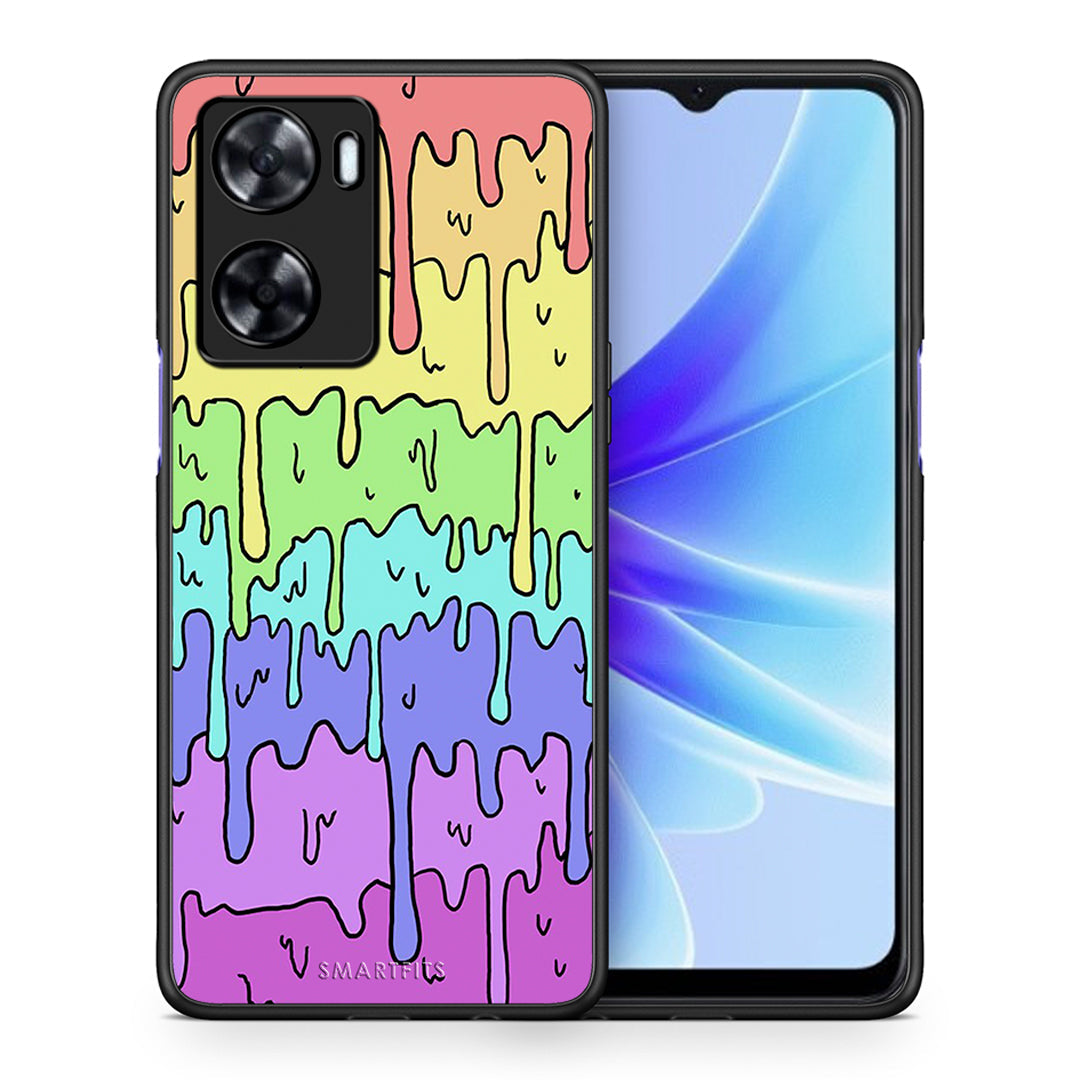 Θήκη Oppo A57s / A77s / A77 Melting Rainbow από τη Smartfits με σχέδιο στο πίσω μέρος και μαύρο περίβλημα | Oppo A57s / A77s / A77 Melting Rainbow case with colorful back and black bezels