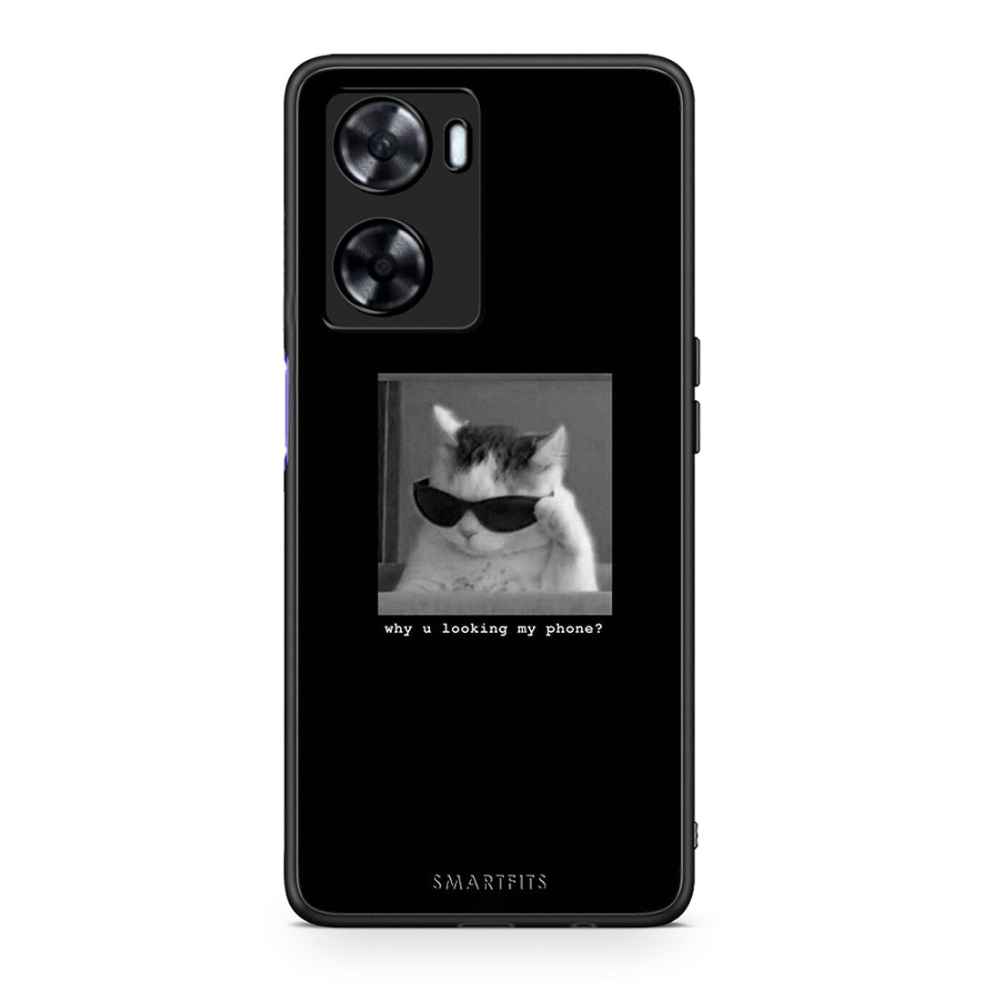 Oppo A57s / A77s / A58 / OnePlus Nord N20 SE Meme Cat θήκη από τη Smartfits με σχέδιο στο πίσω μέρος και μαύρο περίβλημα | Smartphone case with colorful back and black bezels by Smartfits