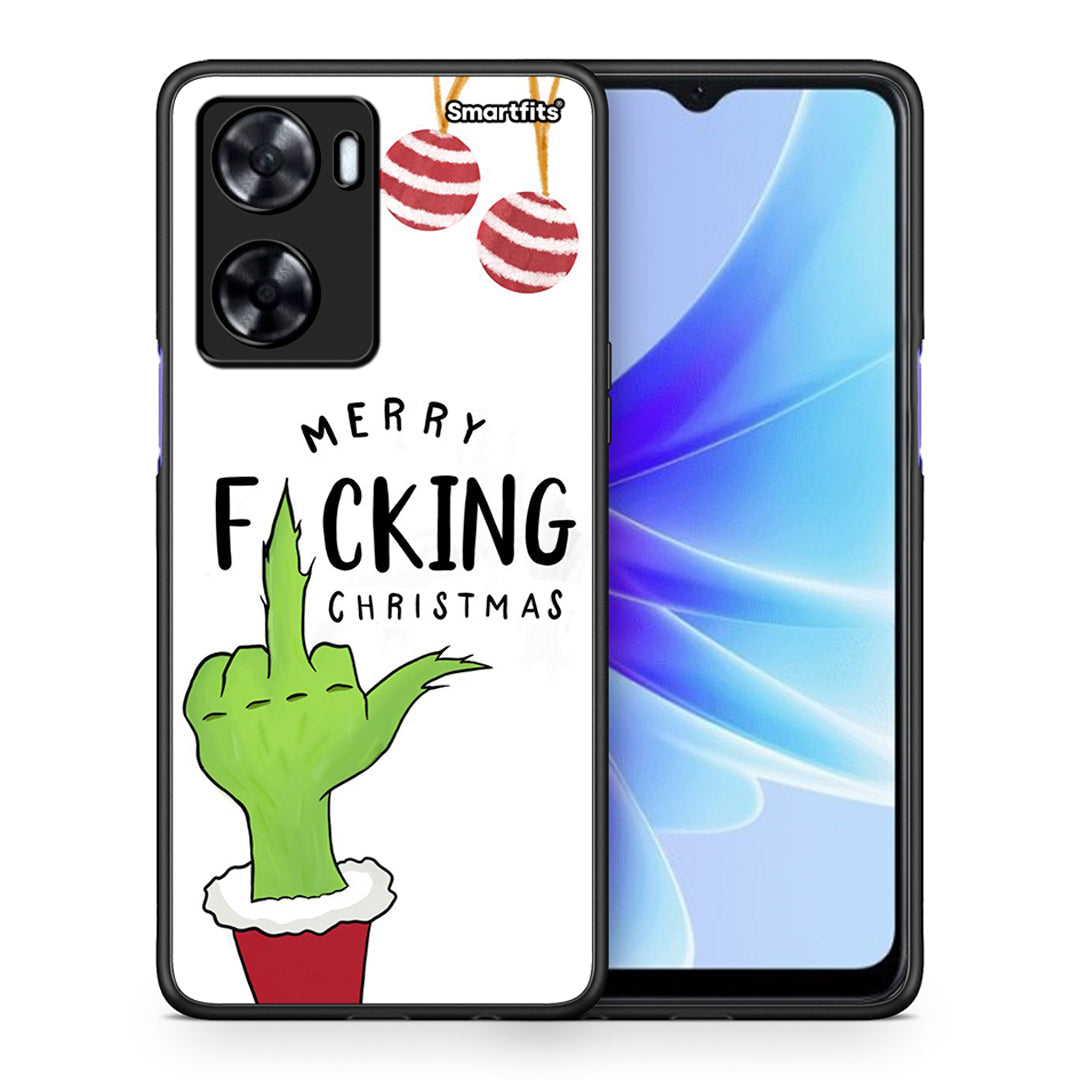Θήκη Oppo A57s / A77s / A58 / OnePlus Nord N20 SE Merry F Xmas από τη Smartfits με σχέδιο στο πίσω μέρος και μαύρο περίβλημα | Oppo A57s / A77s / A58 / OnePlus Nord N20 SE Merry F Xmas case with colorful back and black bezels