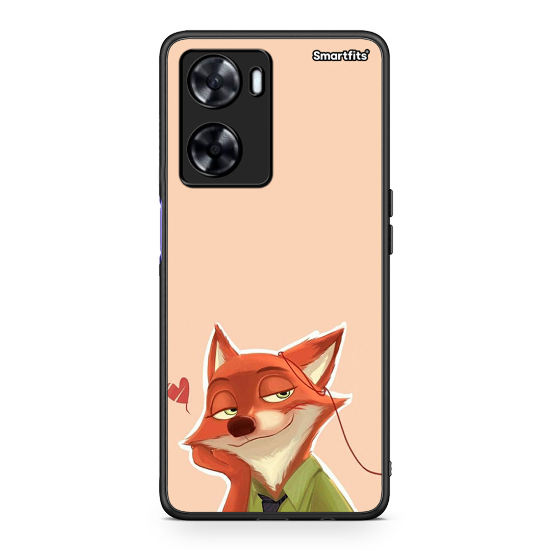 Oppo A57s / A77s / A77 Nick Wilde And Judy Hopps Love 1 θήκη από τη Smartfits με σχέδιο στο πίσω μέρος και μαύρο περίβλημα | Smartphone case with colorful back and black bezels by Smartfits