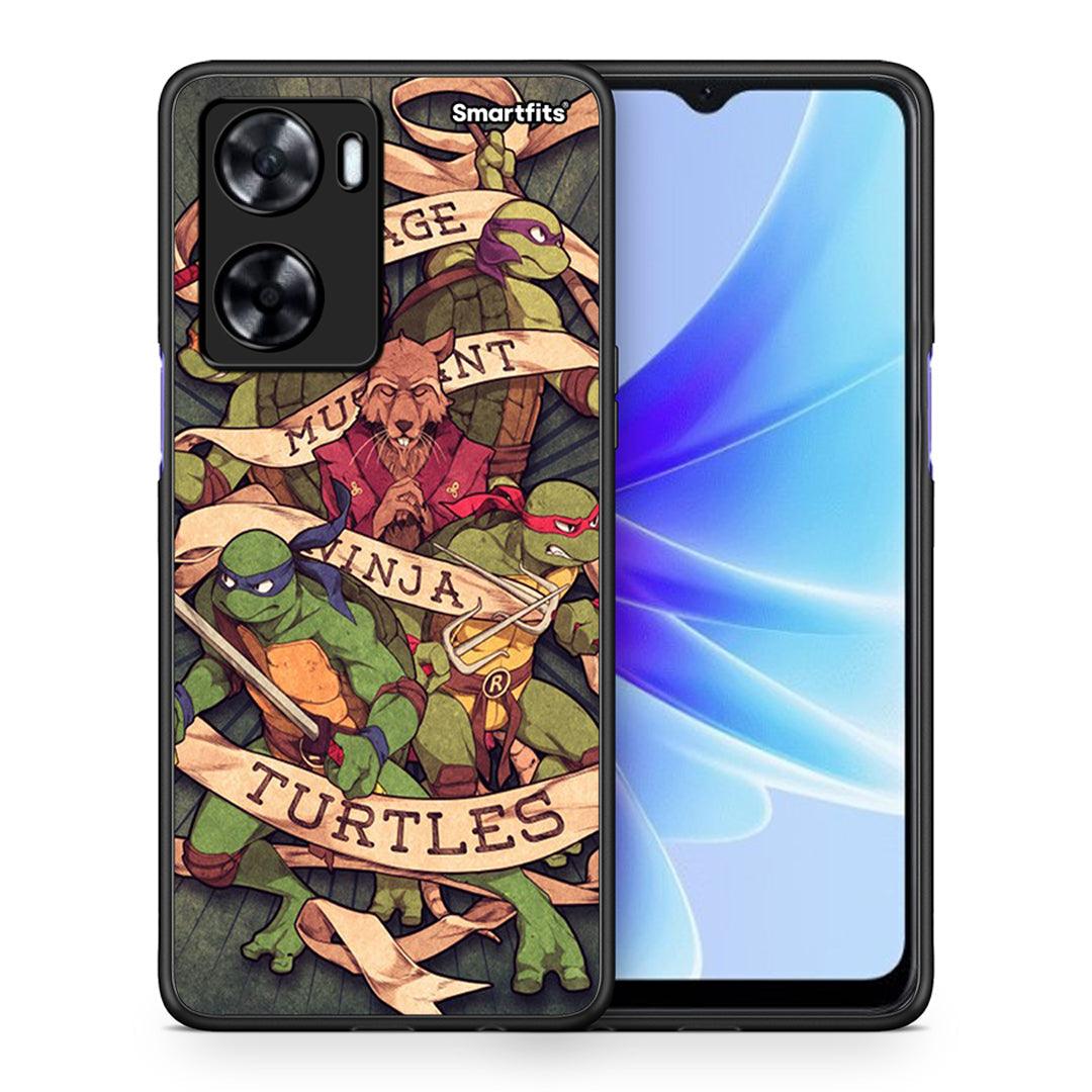 Θήκη Oppo A57s / A77s / A77 Ninja Turtles από τη Smartfits με σχέδιο στο πίσω μέρος και μαύρο περίβλημα | Oppo A57s / A77s / A77 Ninja Turtles case with colorful back and black bezels