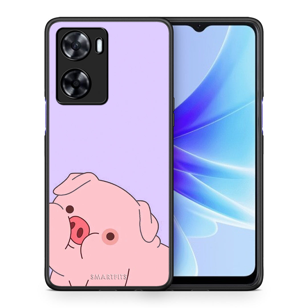 Θήκη Αγίου Βαλεντίνου Oppo A57s / A77s / A58 / OnePlus Nord N20 SE Pig Love 2 από τη Smartfits με σχέδιο στο πίσω μέρος και μαύρο περίβλημα | Oppo A57s / A77s / A58 / OnePlus Nord N20 SE Pig Love 2 case with colorful back and black bezels