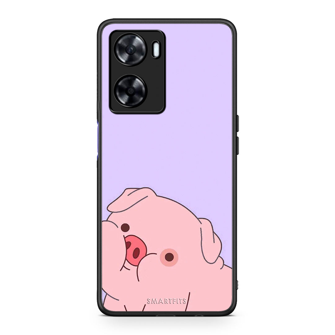 Oppo A57s / A77s / A77 Pig Love 2 Θήκη Αγίου Βαλεντίνου από τη Smartfits με σχέδιο στο πίσω μέρος και μαύρο περίβλημα | Smartphone case with colorful back and black bezels by Smartfits