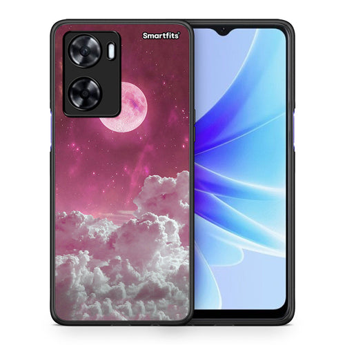 Θήκη Oppo A57s / A77s / A77 Pink Moon από τη Smartfits με σχέδιο στο πίσω μέρος και μαύρο περίβλημα | Oppo A57s / A77s / A77 Pink Moon case with colorful back and black bezels