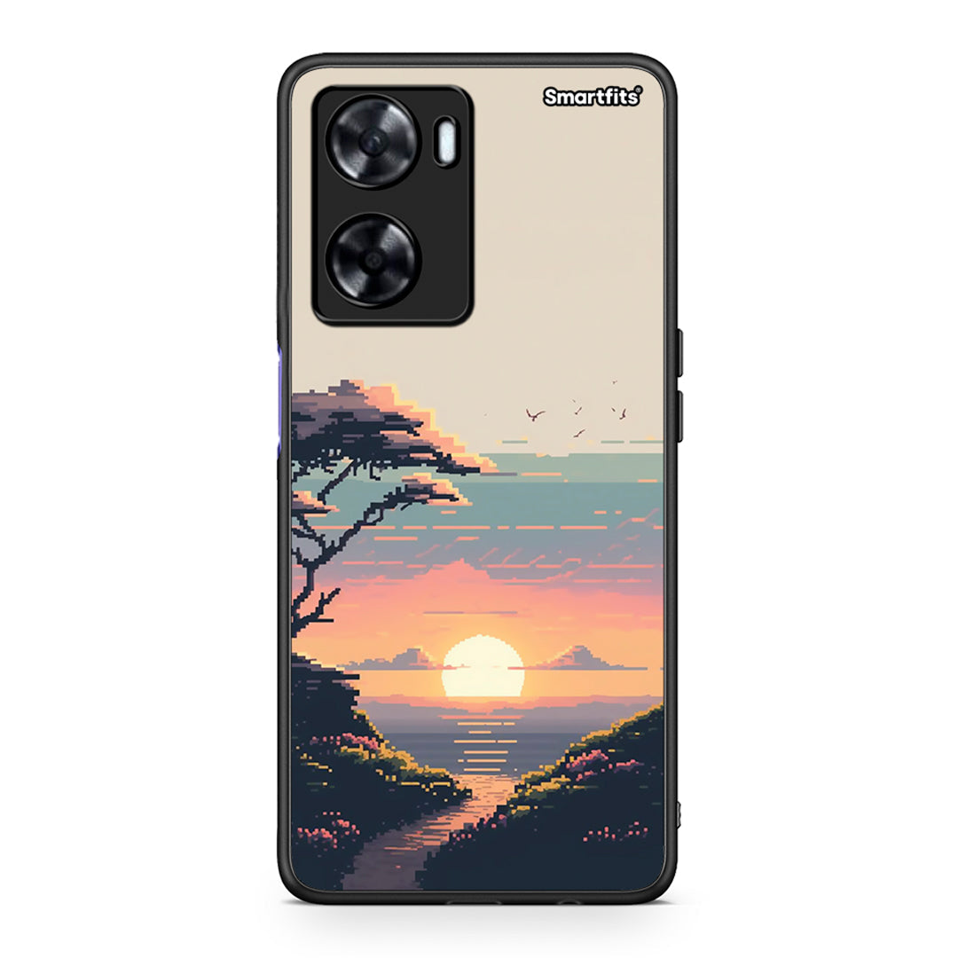 Oppo A57s / A77s / A77 Pixel Sunset θήκη από τη Smartfits με σχέδιο στο πίσω μέρος και μαύρο περίβλημα | Smartphone case with colorful back and black bezels by Smartfits