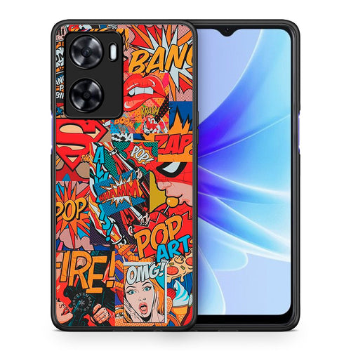 Θήκη Oppo A57s / A77s / A58 / OnePlus Nord N20 SE PopArt OMG από τη Smartfits με σχέδιο στο πίσω μέρος και μαύρο περίβλημα | Oppo A57s / A77s / A58 / OnePlus Nord N20 SE PopArt OMG case with colorful back and black bezels