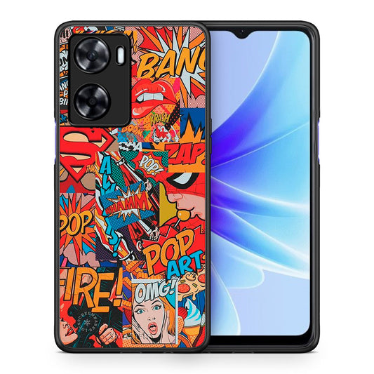 Θήκη Oppo A57s / A77s / A58 / OnePlus Nord N20 SE PopArt OMG από τη Smartfits με σχέδιο στο πίσω μέρος και μαύρο περίβλημα | Oppo A57s / A77s / A58 / OnePlus Nord N20 SE PopArt OMG case with colorful back and black bezels