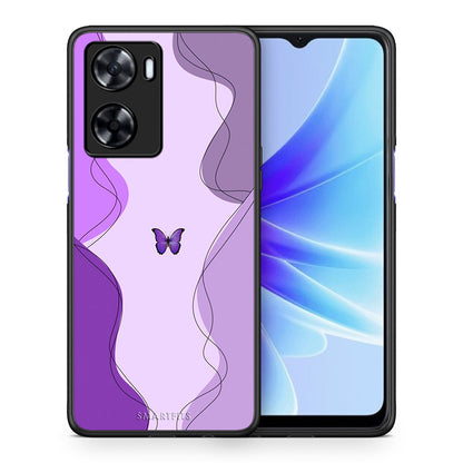 Θήκη Αγίου Βαλεντίνου Oppo A57s / A77s / A77 Purple Mariposa από τη Smartfits με σχέδιο στο πίσω μέρος και μαύρο περίβλημα | Oppo A57s / A77s / A77 Purple Mariposa case with colorful back and black bezels