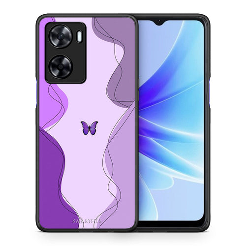 Θήκη Αγίου Βαλεντίνου Oppo A57s / A77s / A77 Purple Mariposa από τη Smartfits με σχέδιο στο πίσω μέρος και μαύρο περίβλημα | Oppo A57s / A77s / A77 Purple Mariposa case with colorful back and black bezels