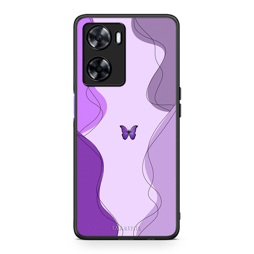 Oppo A57s / A77s / A58 / OnePlus Nord N20 SE Purple Mariposa Θήκη Αγίου Βαλεντίνου από τη Smartfits με σχέδιο στο πίσω μέρος και μαύρο περίβλημα | Smartphone case with colorful back and black bezels by Smartfits