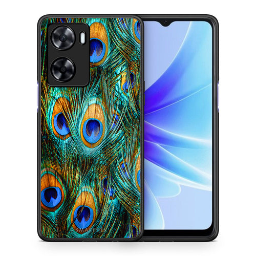 Θήκη Oppo A57s / A77s / A77 Real Peacock Feathers από τη Smartfits με σχέδιο στο πίσω μέρος και μαύρο περίβλημα | Oppo A57s / A77s / A77 Real Peacock Feathers case with colorful back and black bezels