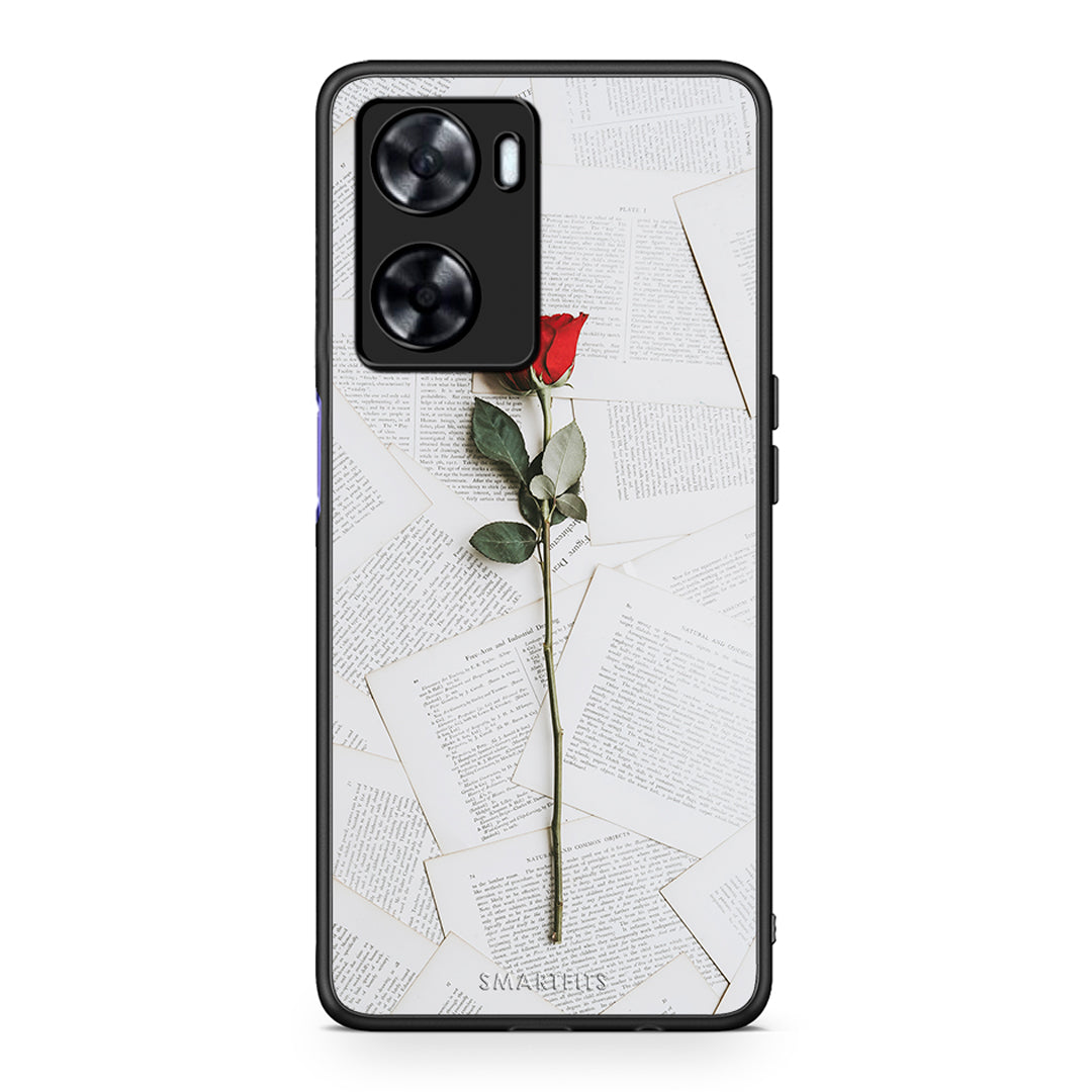 Oppo A57s / A77s / A58 / OnePlus Nord N20 SE Red Rose θήκη από τη Smartfits με σχέδιο στο πίσω μέρος και μαύρο περίβλημα | Smartphone case with colorful back and black bezels by Smartfits