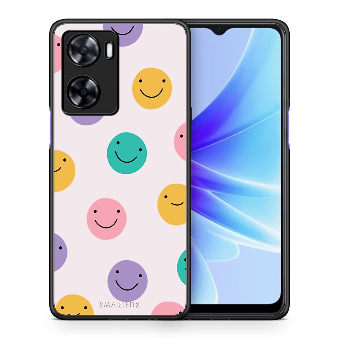 Θήκη Oppo A57s / A77s / A77 Smiley Faces από τη Smartfits με σχέδιο στο πίσω μέρος και μαύρο περίβλημα | Oppo A57s / A77s / A77 Smiley Faces case with colorful back and black bezels