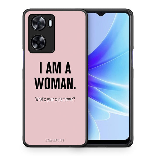 Θήκη Oppo A57s / A77s / A58 / OnePlus Nord N20 SE Superpower Woman από τη Smartfits με σχέδιο στο πίσω μέρος και μαύρο περίβλημα | Oppo A57s / A77s / A58 / OnePlus Nord N20 SE Superpower Woman case with colorful back and black bezels