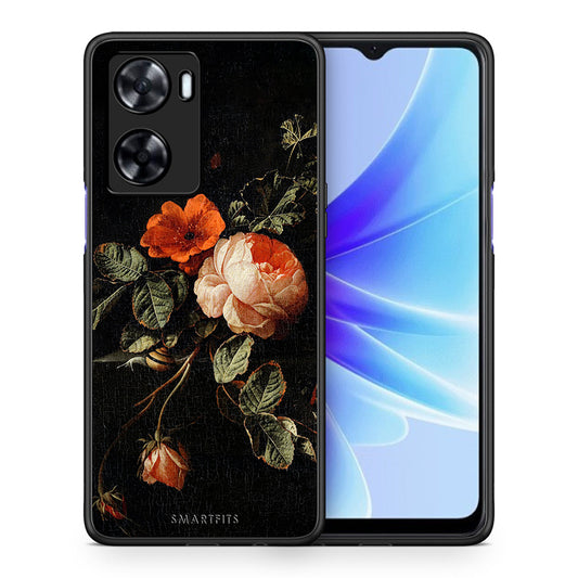 Θήκη Oppo A57s / A77s / A77 Vintage Roses από τη Smartfits με σχέδιο στο πίσω μέρος και μαύρο περίβλημα | Oppo A57s / A77s / A77 Vintage Roses case with colorful back and black bezels
