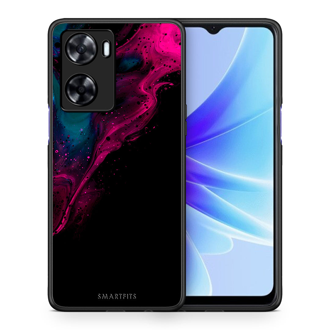 Θήκη Oppo A57s / A77s / A77 Pink Black Watercolor από τη Smartfits με σχέδιο στο πίσω μέρος και μαύρο περίβλημα | Oppo A57s / A77s / A77 Pink Black Watercolor case with colorful back and black bezels