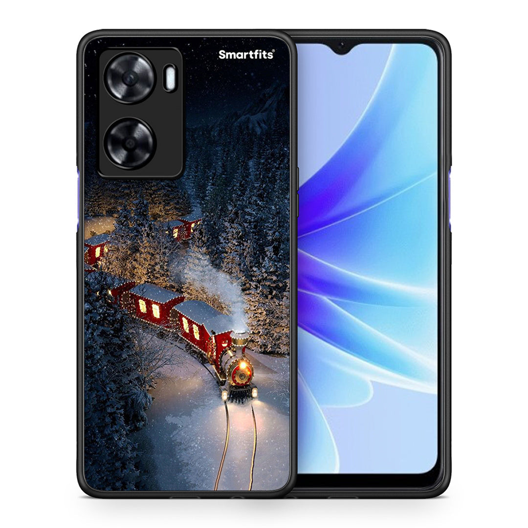 Θήκη Oppo A57s / A77s / A58 / OnePlus Nord N20 SE Xmas Train από τη Smartfits με σχέδιο στο πίσω μέρος και μαύρο περίβλημα | Oppo A57s / A77s / A58 / OnePlus Nord N20 SE Xmas Train case with colorful back and black bezels