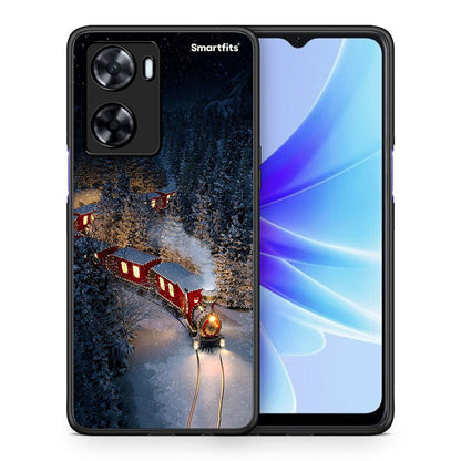 Θήκη Oppo A57s / A77s / A58 / OnePlus Nord N20 SE Xmas Train από τη Smartfits με σχέδιο στο πίσω μέρος και μαύρο περίβλημα | Oppo A57s / A77s / A58 / OnePlus Nord N20 SE Xmas Train case with colorful back and black bezels