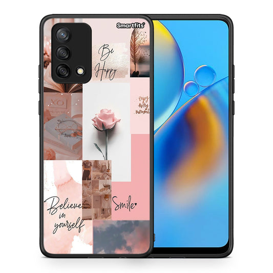 Θήκη Oppo A74 4G Aesthetic Collage από τη Smartfits με σχέδιο στο πίσω μέρος και μαύρο περίβλημα | Oppo A74 4G Aesthetic Collage case with colorful back and black bezels
