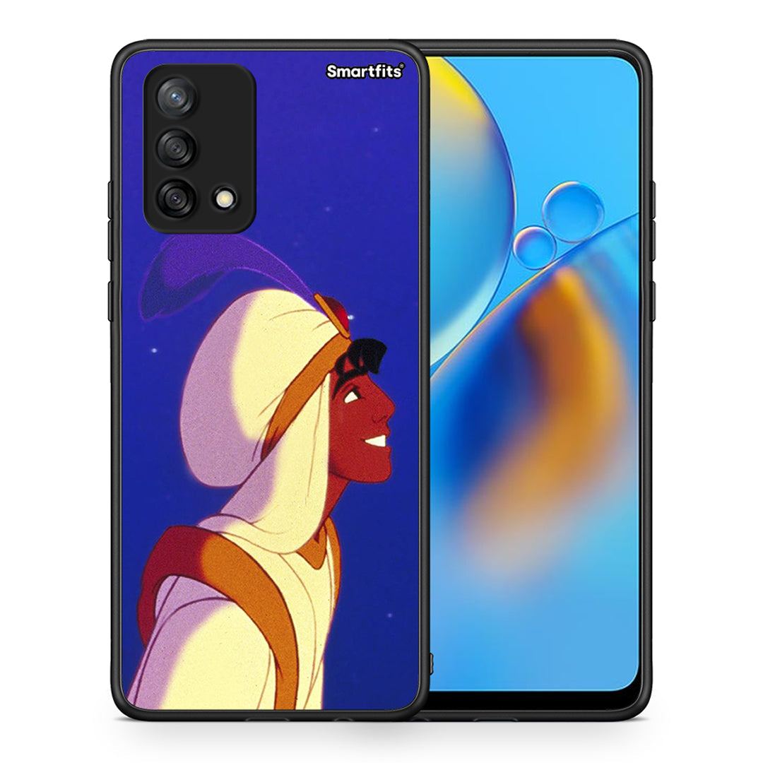 Θήκη Oppo A74 4G Alladin And Jasmine Love 1 από τη Smartfits με σχέδιο στο πίσω μέρος και μαύρο περίβλημα | Oppo A74 4G Alladin And Jasmine Love 1 case with colorful back and black bezels