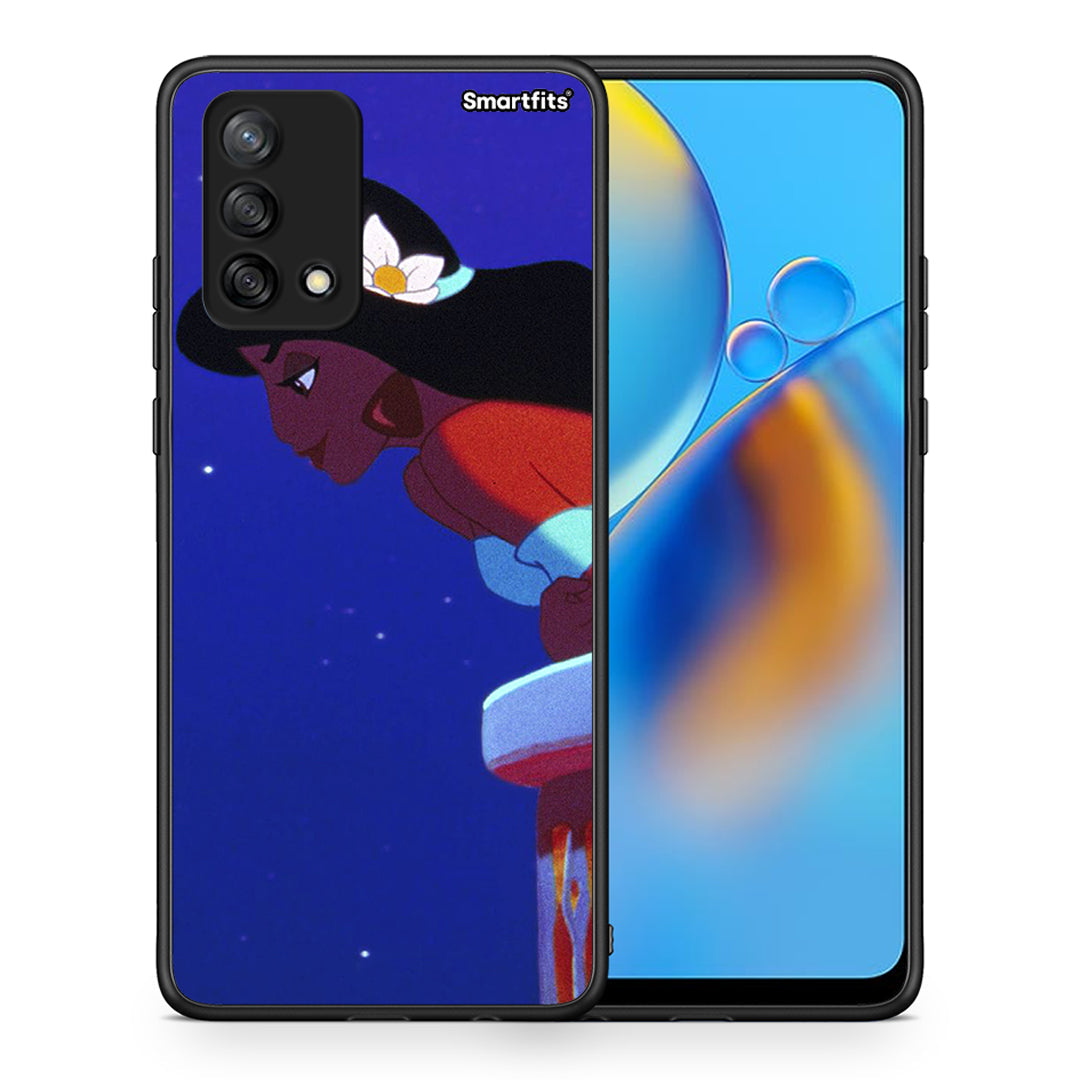 Θήκη Oppo A74 4G Alladin And Jasmine Love 2 από τη Smartfits με σχέδιο στο πίσω μέρος και μαύρο περίβλημα | Oppo A74 4G Alladin And Jasmine Love 2 case with colorful back and black bezels